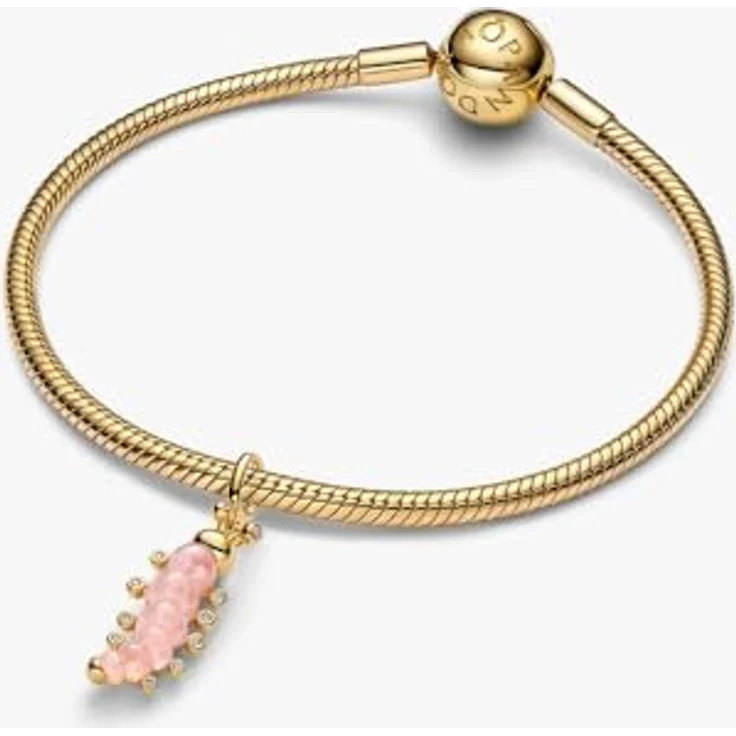 PANDORA Charm Raupe Rosa Anhänger, 14 Karat Vergoldung mit Muranoglas und Cubic Zirkonia, Gravur "The best is yet to come", kompatibel mit Moments, 764489C01 – Bild 3
