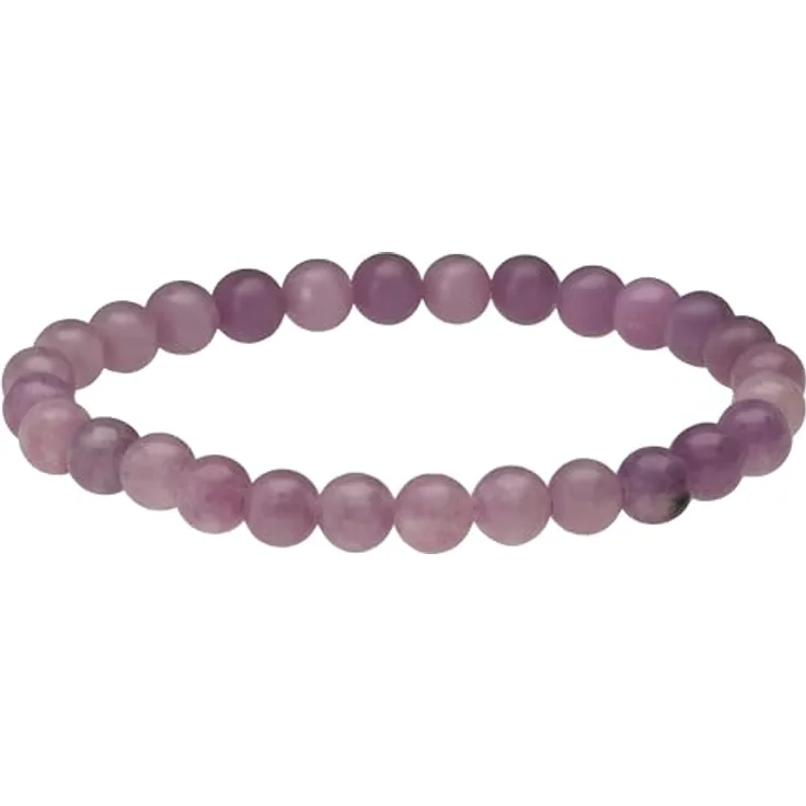 Lebensquelle Plus Lepidolith Kugelarmband 6 mm, Edelsteinarmband für Damen und Herren, dehnbares Band, inklusive Edelsteinkarte