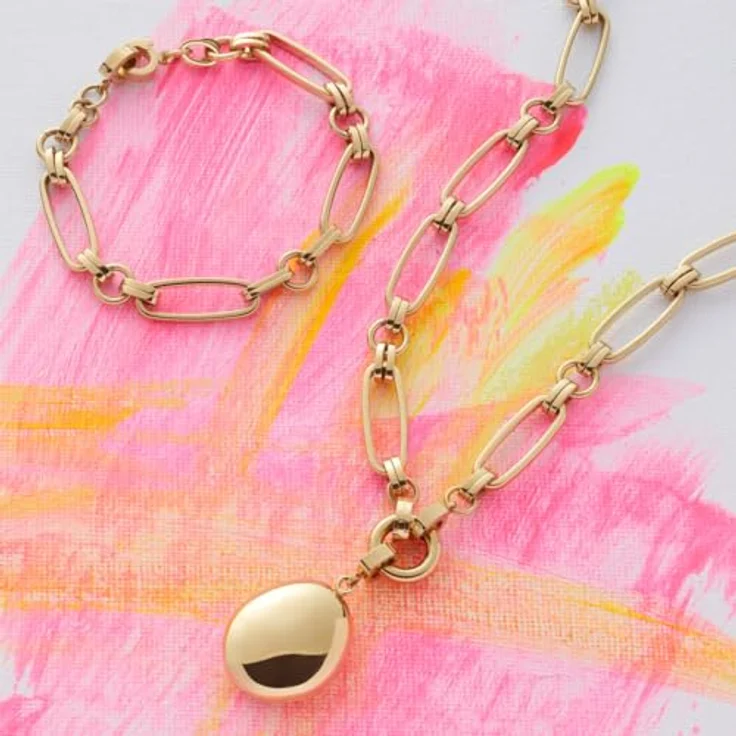 JEWELS BY LEONARDO Armband Clip & Mix Mathilde, goldfarbenes Edelstahlarmband mit Verbindungs-Ring für Charms, 18,5 cm Länge – Bild 4