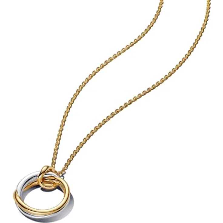 PANDORA Essence Bicolor Anhänger-Halskette aus 14 Karat vergoldetem Sterling Silber, 45 cm, handgefertigt, symbolisiert Freiheit und Selbstausdruck – Bild 1