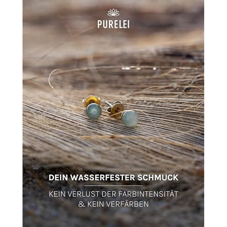 Purelei Aventurine Ohrringe (Gold), Damenohrringe mit 4,75mm großer Perle, wasserfest und aus langlebigem Edelstahl – Bild 5