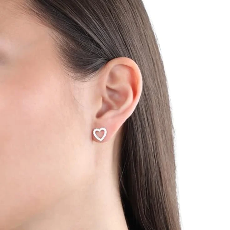 s.Oliver SO PURE Ohrstecker in Herzform, 925 Sterling Silber rhodiniert mit Zirkonia, 9x9 mm – Bild 2