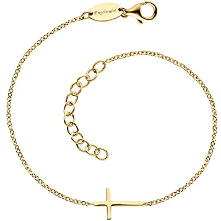Engelsrufer Damen Armband vergoldetes Sterling Silber mit Kreuz Anhänger, längenverstellbar 17-20 cm, nickelfrei, in Geschenkverpackung