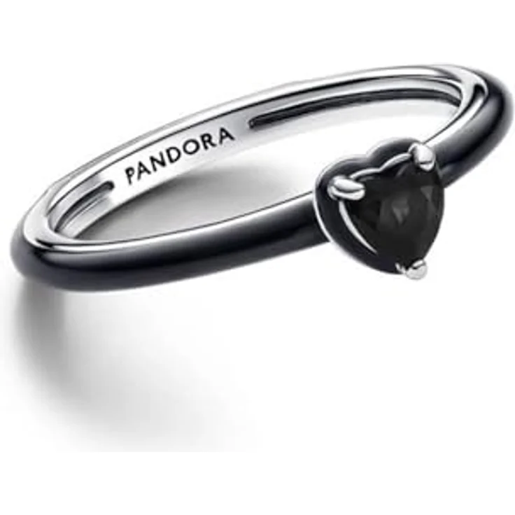 PANDORA ME Schwarzes Chakra Herz Ring aus Sterling-Silber mit künstlichen Kristallen, Größe 54 – Bild 2