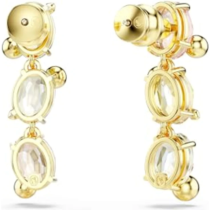 Swarovski Gema Drop-Ohrhänger, Paar Ohrstecker mit bunten Swarovski® Kristallen in Goldlegierungsschicht – Bild 4