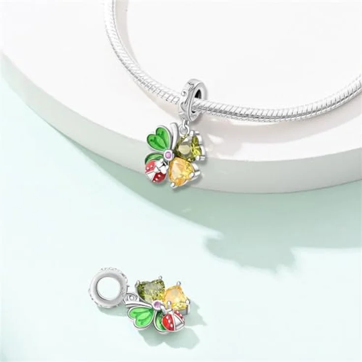 HappyStar 925 Sterling Silber Dangle Charms, I LOVE MOM Bead Anhänger für Pandora Armbänder, inkl. kostenlose Abstandsperle und Geschenktasche – Bild 2