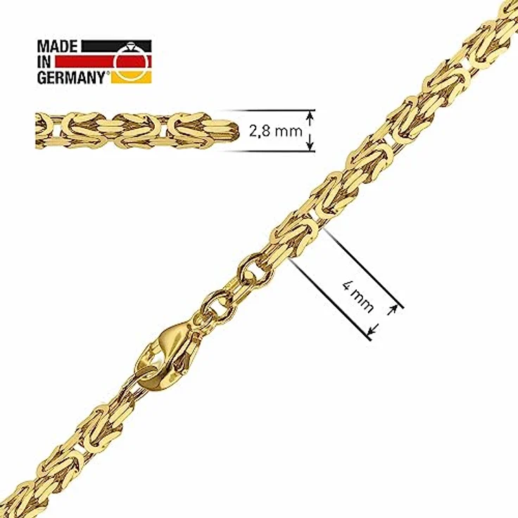 trendor Königskette Collier Gold auf 925 Silber, 2,8 mm Breite, Halsschmuck für Damen und Herren, 50 cm, Geschenkbüchse – Bild 5