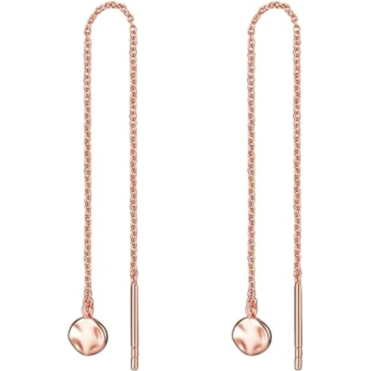 Glanzstücke München Damen Ohrhänger 925/- Sterling Silber, rosévergoldet, 14 Karat Durchzieher mit Stab, 9,2 mm Länge