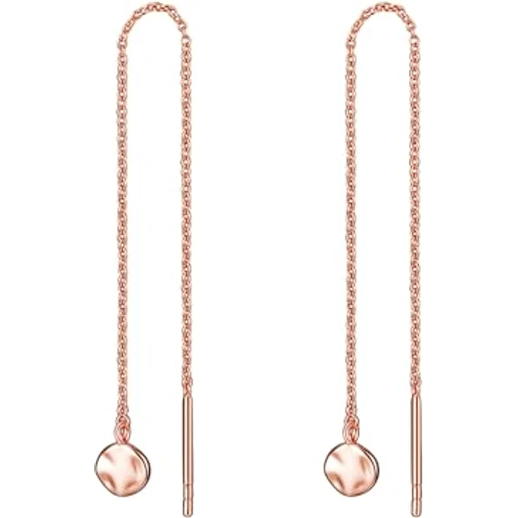 Glanzstücke München Damen Ohrhänger 925/- Sterling Silber, rosévergoldet, 14 Karat Durchzieher mit Stab, 9,2 mm Länge – Bild 1