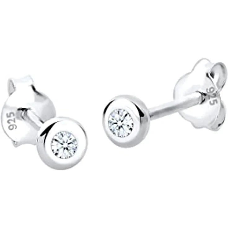 DIAMORE Elli DIAMONDS Damen-Ohrringe, Ohrstecker mit 0.06 ct. Diamant in 925 Sterling Silber, hochglanzpoliert, anlaufgeschützt