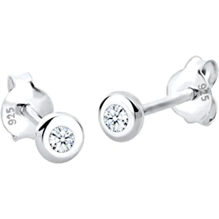 DIAMORE Elli DIAMONDS Damen-Ohrringe, Ohrstecker mit 0.06 ct. Diamant in 925 Sterling Silber, hochglanzpoliert, anlaufgeschützt – Bild 1