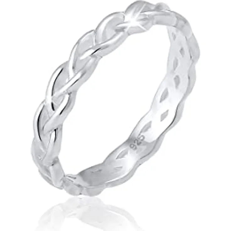 Elli Fingerring Geflochten im Zopfmuster, 925 Silber, gedrehte Optik für elegante Everyday-Styles