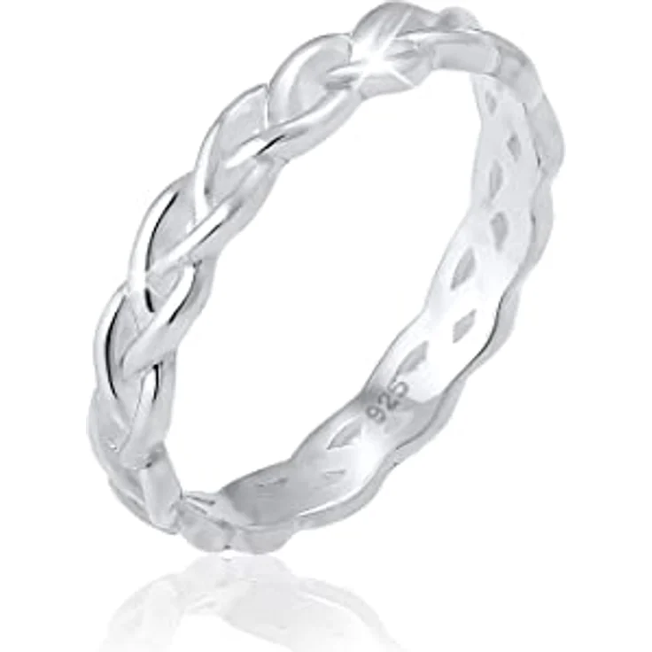 Elli Fingerring Geflochten im Zopfmuster, 925 Silber, gedrehte Optik für elegante Everyday-Styles – Bild 1