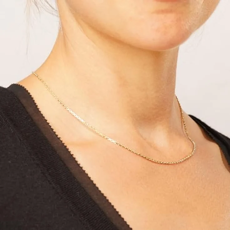 trendor Kette ohne Anhänger Damen 925 Silber vergoldet, feine Ankerkette 1,3 mm mit Hochglanzpolitur und Federring-Verschluss – Bild 3