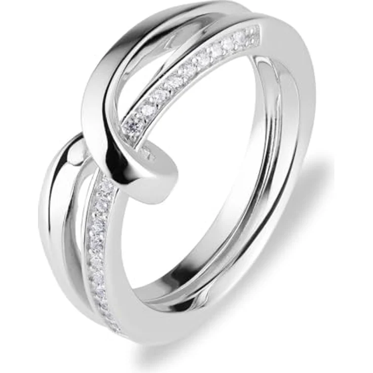 JETTE Damenring 925er recyceltes Silber mit Zirkonia, Größe 53, Silber 32029958 – Bild 1