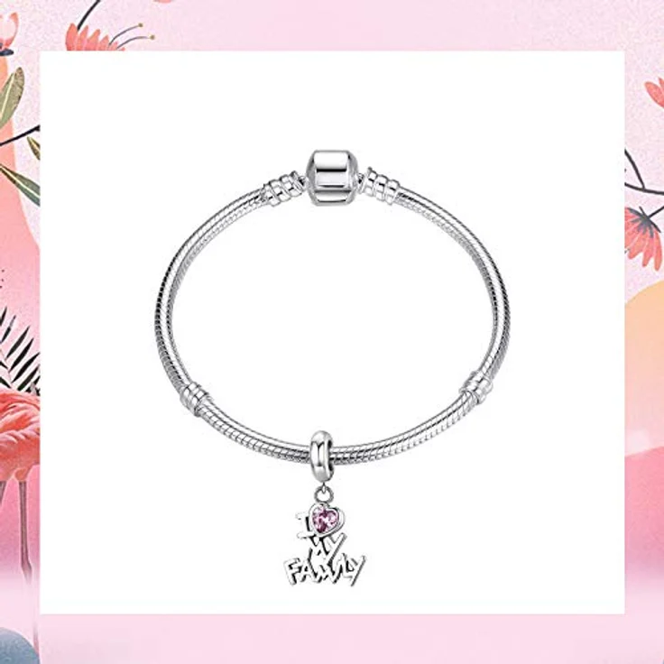 NINGAN Anhänger „I Love My Family“, 925er-Sterling-Silber mit Emaille-Mikrolackierung, kompatibel mit Pandora-Armbändern – Bild 2