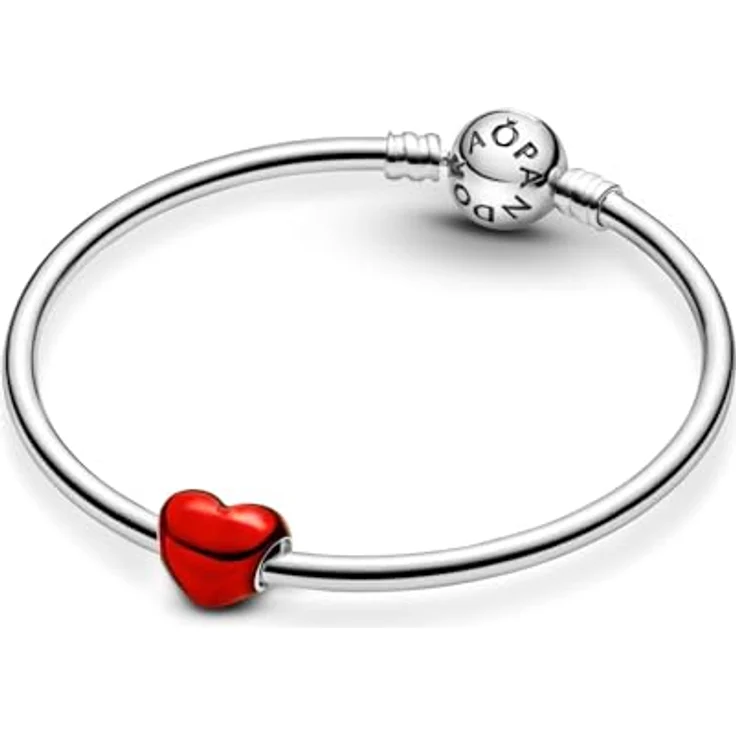 PANDORA Moments Rotes Metallic-Herz Charm aus Sterling Silber, handveredelt mit transparenter roter Emaille, kompatibel mit Moments Armbändern, 793337C02 – Bild 5