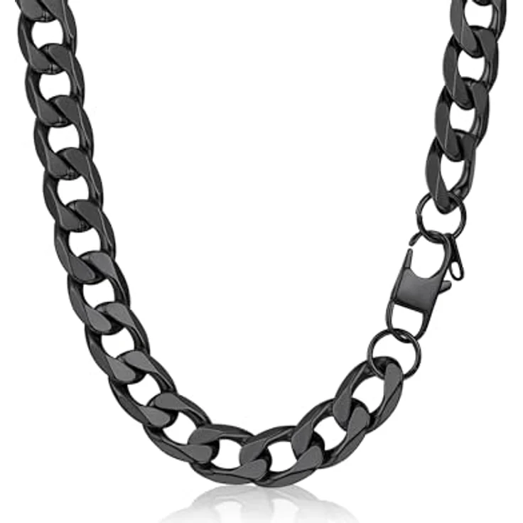 PROSTEEL Panzerkette Herren Edelstahl Halskette 55CM, 13MM breit, kubanischer Stil, schwarz, wasserdicht und hautfreundlich – Bild 1