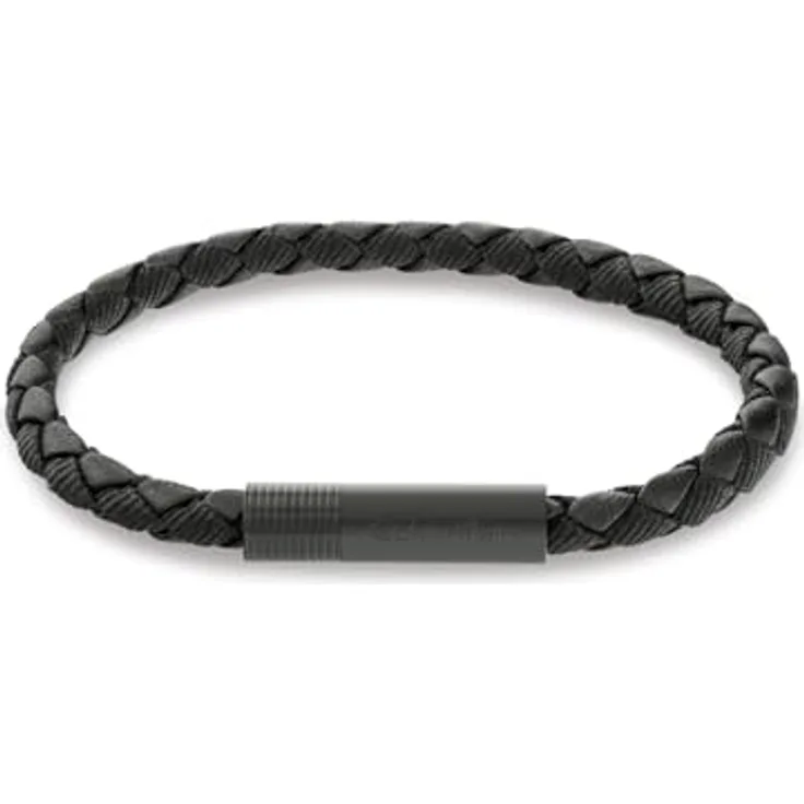 Calvin Klein VELOCITY Armband für Herren, geflochtenes schwarzes Leder mit verstellbarem Magnetverschluss - 35100025