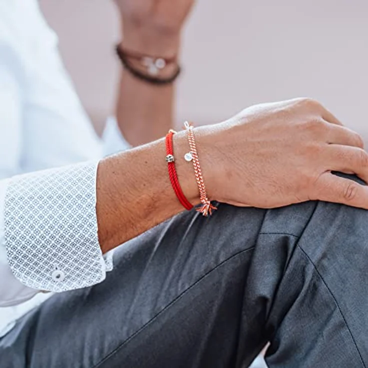 Nato Cuff Geflochtenes Baumwollarmband, Handgefertigt in Frankreich, Edelstahlmedaille 316L, Verstellbar für Herren und Damen, Rot-Weiß – Bild 2