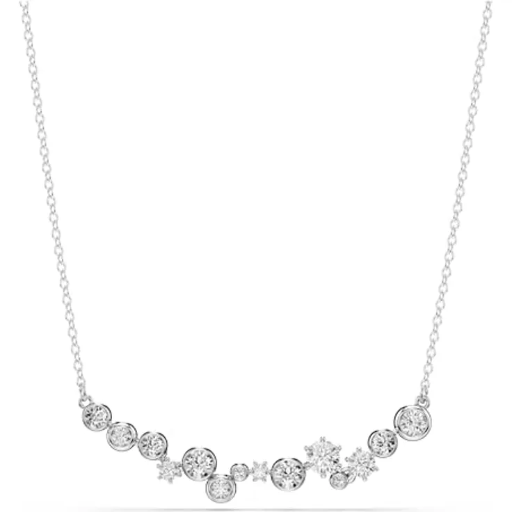 Swarovski Constella Halskette, Rhodinierte Damenhalskette mit klaren Kristallen in Krappen- und Kesselfassungen, 38-48 cm