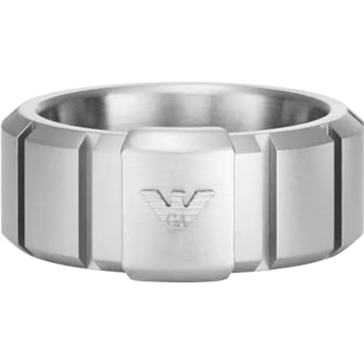 Emporio Armani Herrenring aus rostfreiem Stahl, silberne matte Ausführung, Größe 9 – Bild 2