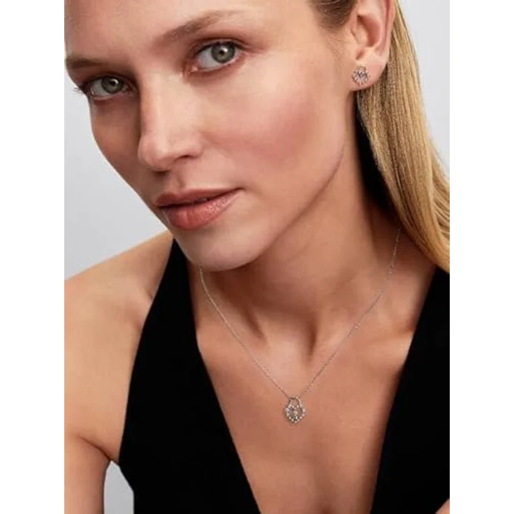 Pandora Damen-Ohrringe Funkelndes Herzschloss Ohrstecker, Silber mit Zirkonia und Liebesmotiv – Bild 5