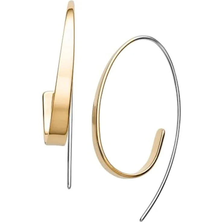 Skagen Damen-Edelstahl-Ohrringe KARIANA, goldene Ohrdraht-Ohrringe mit poliertem Finish, 40 mm Länge