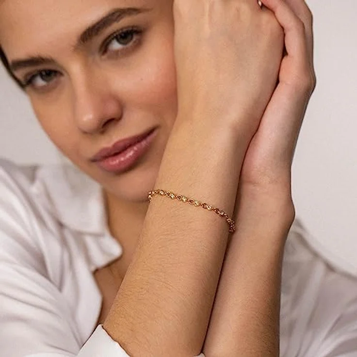 Purelei Polite Armband Gold, Wasserfestes Damen Edelstahl-Schmuckstück mit Glitzersteinen, Verstellbar 16-19 cm – Bild 3