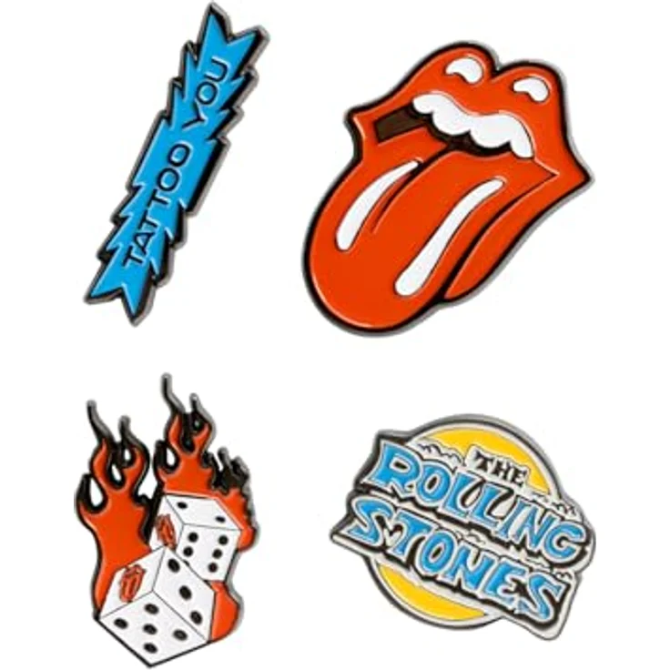 Grupo Erik Set Pins The Rolling Stones, 4 Anstecknadeln aus Zinklegierung mit emailliertem Finish, 2,5 bis 4 cm – Bild 1