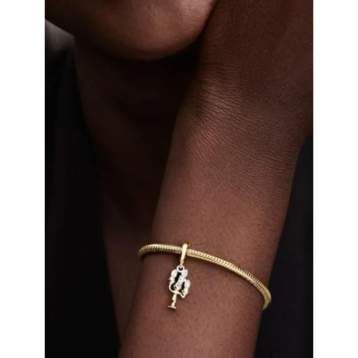 PANDORA Funkelnde Sternschnuppe Charm, Sterling Silber mit 14k vergoldeter Metalllegierung und Zirkonia, kompatibel mit Moments, Maße: 10 x 11,6 x 11,2 mm, 762202C01 – Bild 3