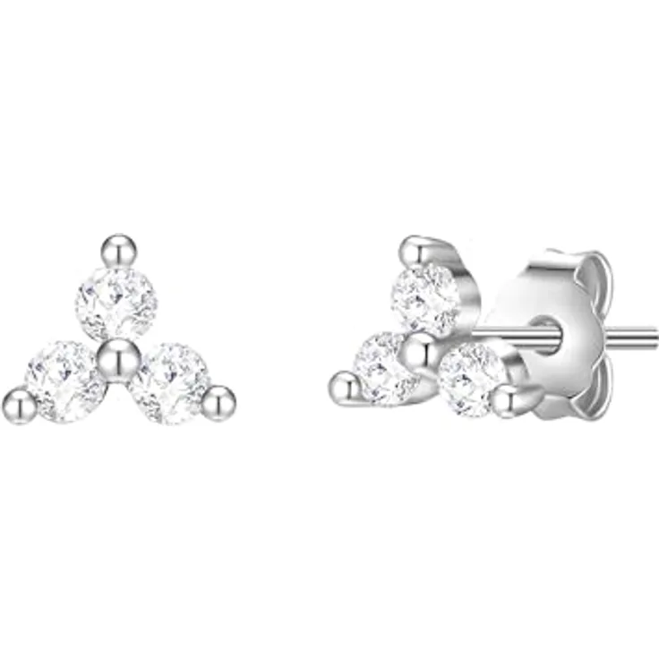 Glanzstücke München Damen Ohrstecker 925/- Sterling Silber rhodiniert mit weißen Zirkonia, filigranes Blumendesign