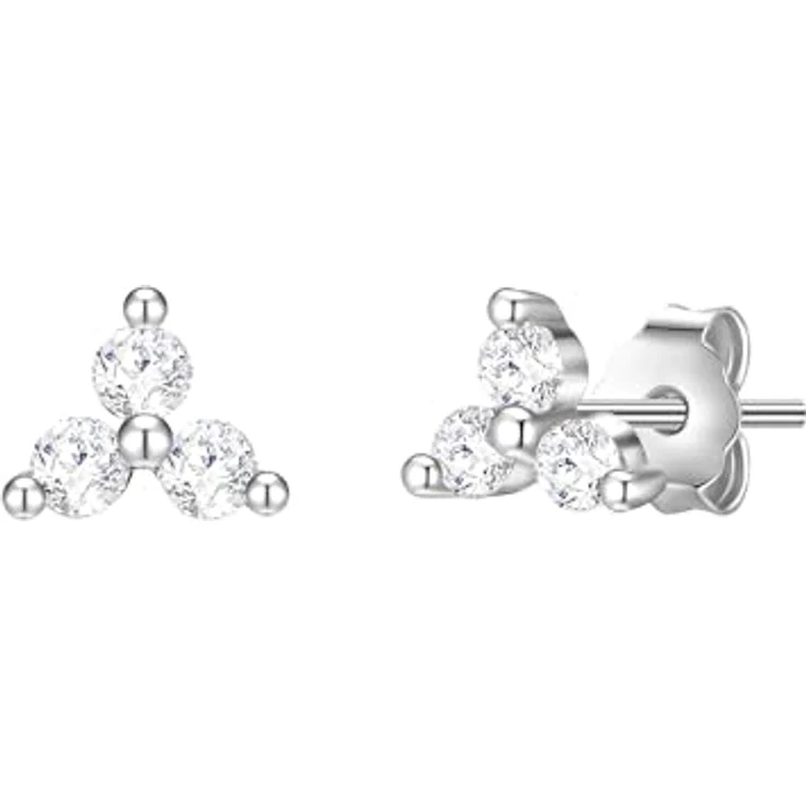 Glanzstücke München Damen Ohrstecker 925/- Sterling Silber rhodiniert mit weißen Zirkonia, filigranes Blumendesign – Bild 1