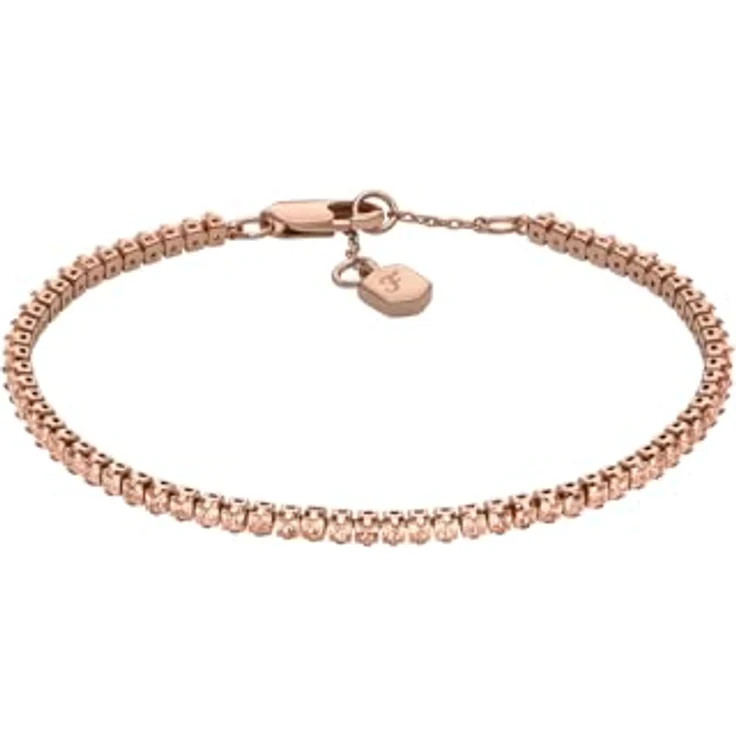 Fossil Ellis Damen Armband, roségoldfarbenes Messingarmband mit poliertem Finish und Karabinerverschluss, 16,7 cm + 2,5 cm verlängerbar – Bild 1