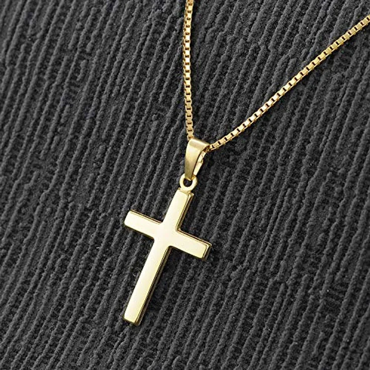 trendor Kreuz Gold 333 mit goldplattierter Venezianer Kette, Damen Halskette mit 21 x 14,5 mm Anhänger, elegantes Geschenk 60 cm – Bild 3
