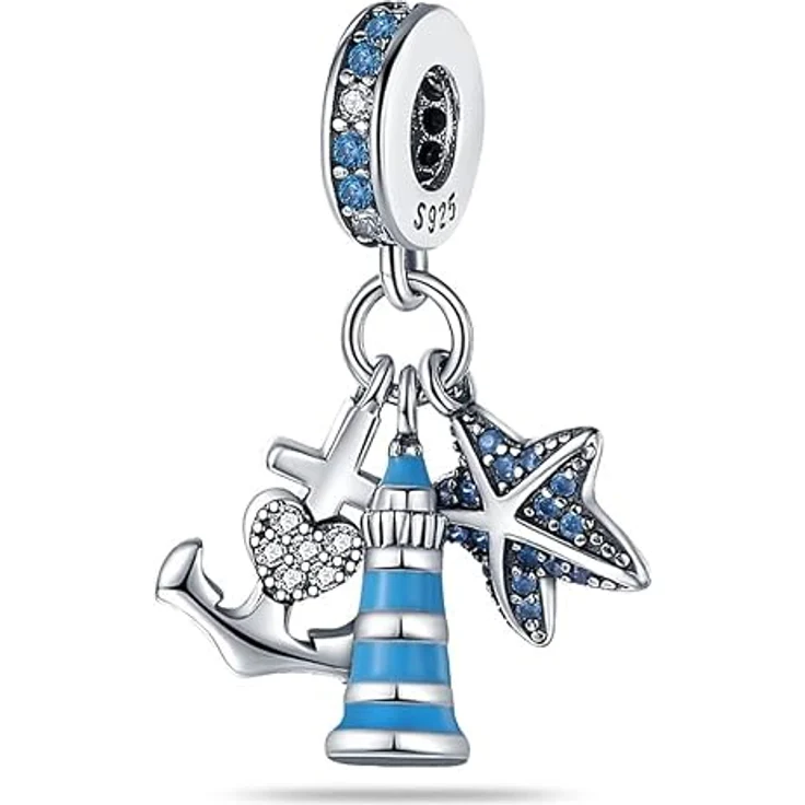 TINSLO Charm Anhänger Damen 925 Sterling Silber mit Zirkonia-Steinen, kompatibel mit Pandora Armbändern und Halsketten, für Frauen und Mädchen – Bild 1