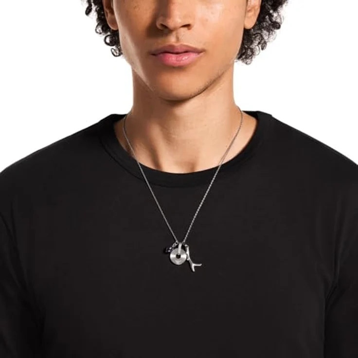 Emporio Armani Herren Halskette EGS3324040, silberfarbener Edelstahl mit mattem und glänzendem Finish, 525mm Länge – Bild 2