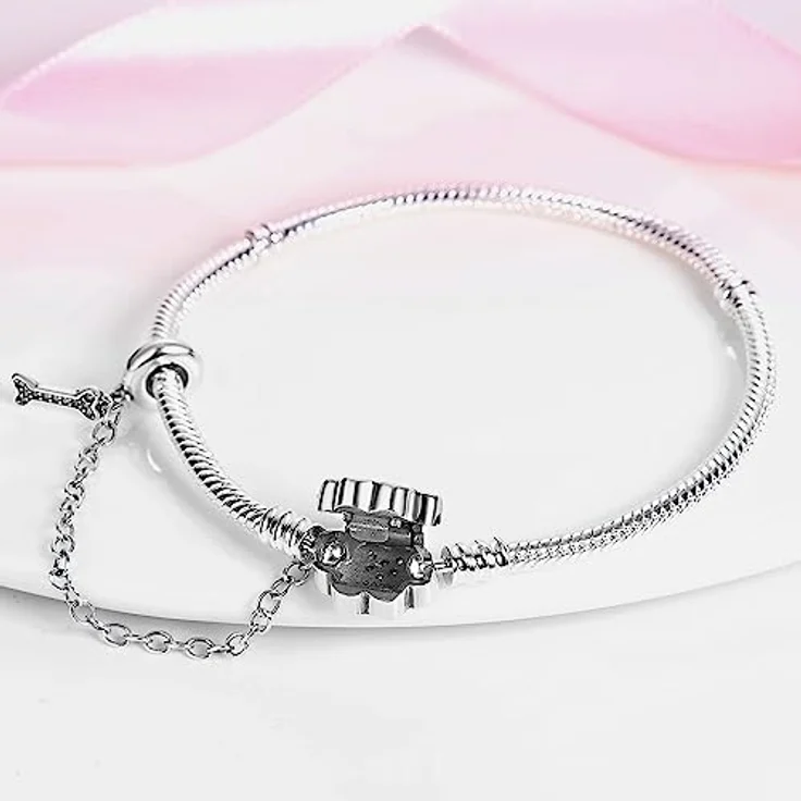 TINSLO Damen Armband 925 Sterling Silber, Herz Verschluss, Schlangen Gliederarmband für Frauen, ideal als Geschenk für Valentinstag, Muttertag, Geburtstage und Weihnachten – Bild 3