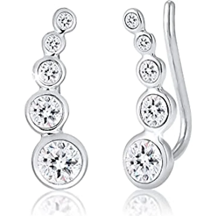 Elli Ohrstecker Ohrklemme Earclimber, 925er Sterling Silber mit Kristallen von Swarovski® – Bild 1