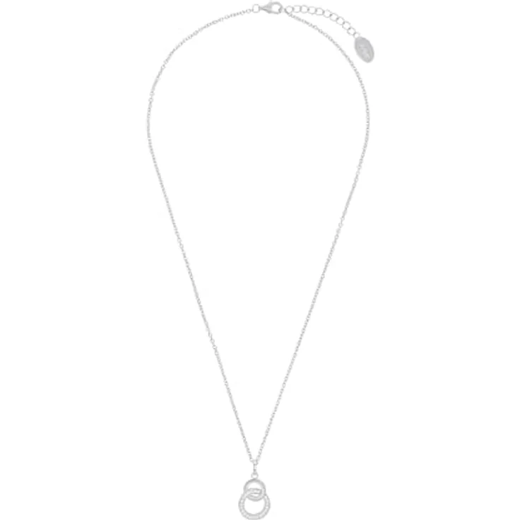 s.Oliver Kette mit Kreis Anhänger, 925 Sterling Silber rhodiniert mit Zirkonia, Längenverstellbar 42-45 cm – Bild 4