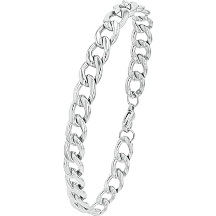 Amor Edelstahl Armband Herren, 21,5 cm, grobgliedriges Design, Silber, in Schmuck Geschenk Box