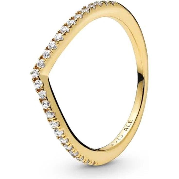 Pandora 168758C01 Damen-Ring Funkelnder Wishbone, goldplattiert mit Zirkonia, Breite Ringkopf 4 mm, Größe 64 – Bild 2