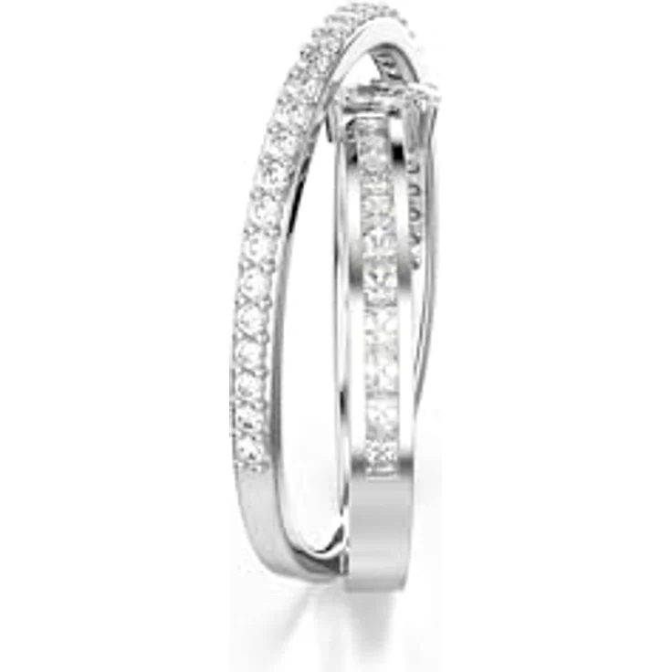 Swarovski Hyperbola Ring, Weißer, Rhodinierter Damenring mit Klaren Swarovski Zirconia in Kanal- und Krallenfassungen – Bild 3