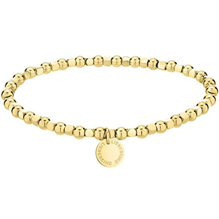 LIEBESKIND Berlin Beads Armband, Edelstahl poliert mit IP Gold, 17 cm, Zugbandverschluss