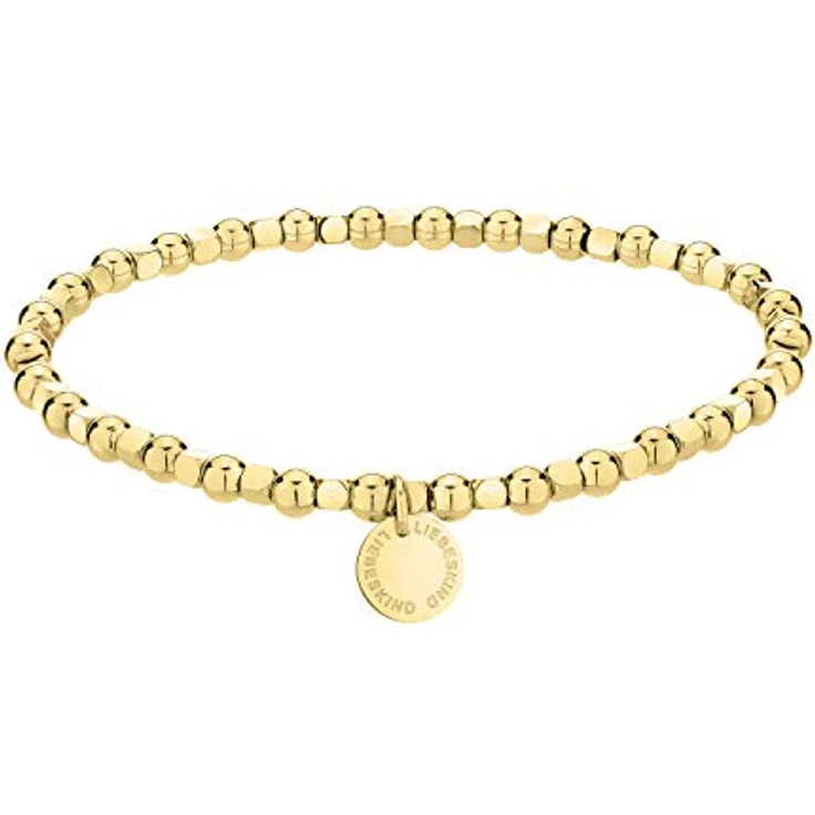 LIEBESKIND Berlin Beads Armband, Edelstahl poliert mit IP Gold, 17 cm, Zugbandverschluss – Bild 1