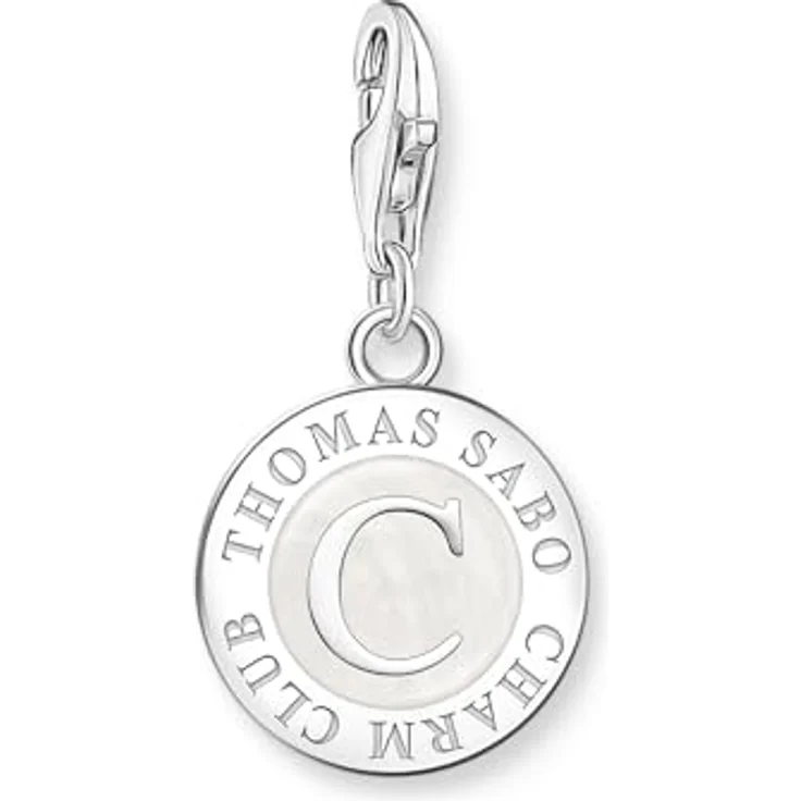 Thomas Sabo Charm weißer Coin aus recyceltem 925er Sterlingsilber, modischer Anhänger für Charm Armbänder und Ketten – Bild 1