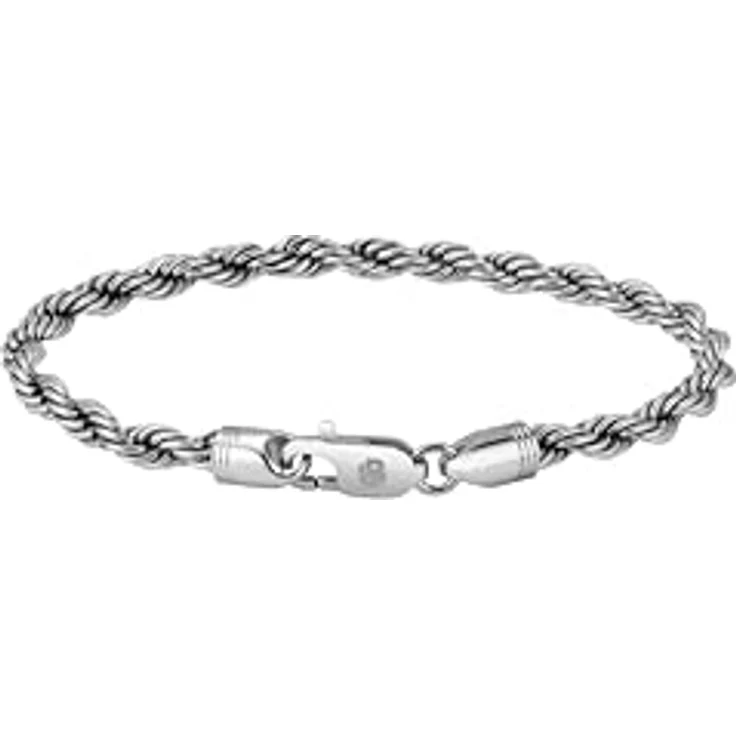 BOSS MYLES Herren Gliederarmband aus hypoallergenem Edelstahl, 19 cm, Seilgeflecht mit Dreistreifen-Detail und Karabinerverschluss – Bild 3