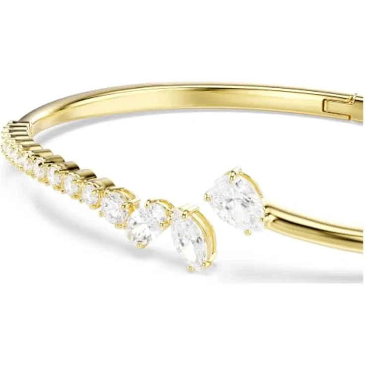 Swarovski Mesmera Armreif, 18 kt Gold-Finish, gemischter Schnitt, Weiß, Cubic Zirkonia, Medium – Bild 3