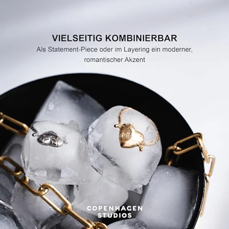 COPENHAGEN STUDIOS Ring Balloon Hearts, gold, Gr. 56, Damenring aus 14K Edelstahl, wasserfest & hautfreundlich mit beweglichem Herz-Design – Bild 5