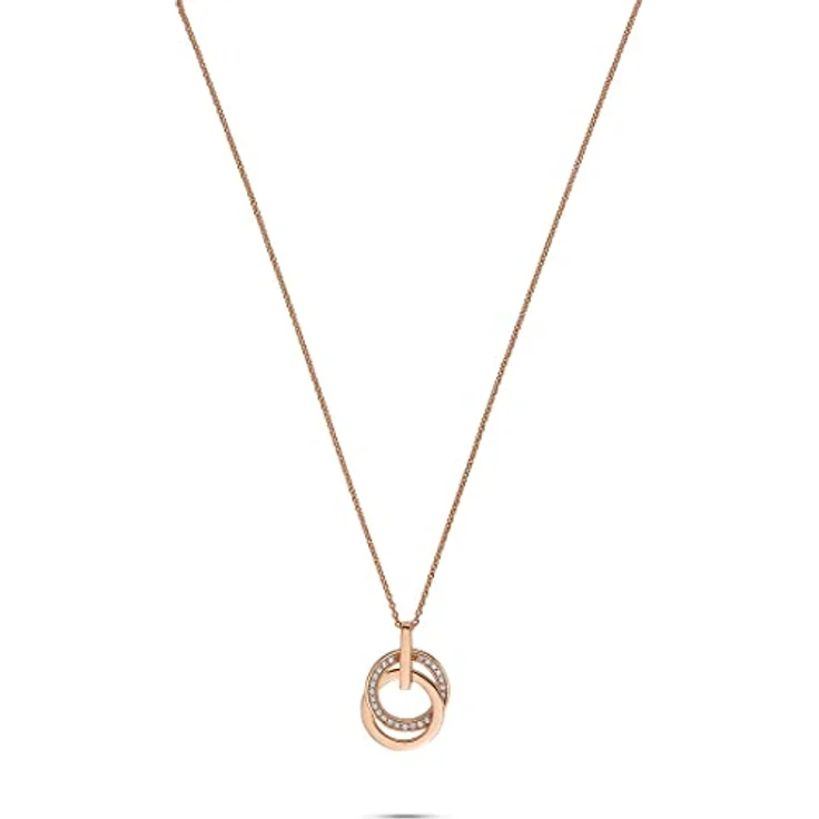 JETTE Damen-Kette Swing 26, 925er Silber mit Roségold-Veredelung und Zirkonia-Anhänger – Bild 1